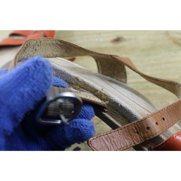 Dansko Womens Sandals 10 Larisa Color Block Brown Orange Wedge Shoes - Picture 9 of 14